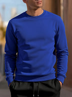 Sweat-shirt à col rond pour hommes, couleur unie, printemps, extérieur, décontracté, quotidien, manches longues, pull à capuche, vêtements de sport pour hommes