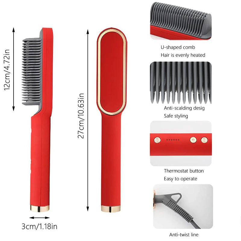 Outils professionnels de coiffure - Appareil de lissage des cheveux pour salons de beauté - Peigne et brosse lissante chauffante pour cheveux