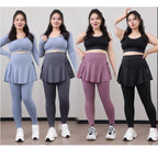 Leggings de Yoga faux deux articles, grande taille, 200lb, avec poches, jupe taille haute en peau de requin, pantalon d'entraînement, collants Slim