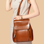Femmes sac à dos bandoulière sac à bandoulière en cuir véritable filles école femme peau naturelle livre ordinateur portable sac à dos sacs de messager