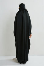 Abaya musulman à capuche manches smockées une pièce Robe de prière femmes Jilbab vêtements islamiques dubaï saoudien Robe noire modestie turque