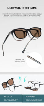 KANSEPT carré hommes lunettes de soleil femmes Lunettes de lecture magnétique Clip-on Lunettes femmes monture de Lunettes Lunettes myopie lentilles