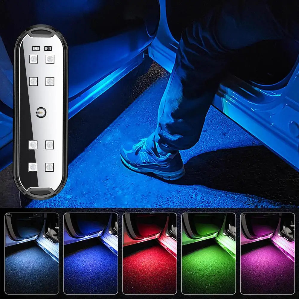 Éclairage ambiant voiture USB Rechargeable porte de voiture lumière bienvenue courtoisie lumière voiture atmosphère avertissement lampes coloré clignotant lumière