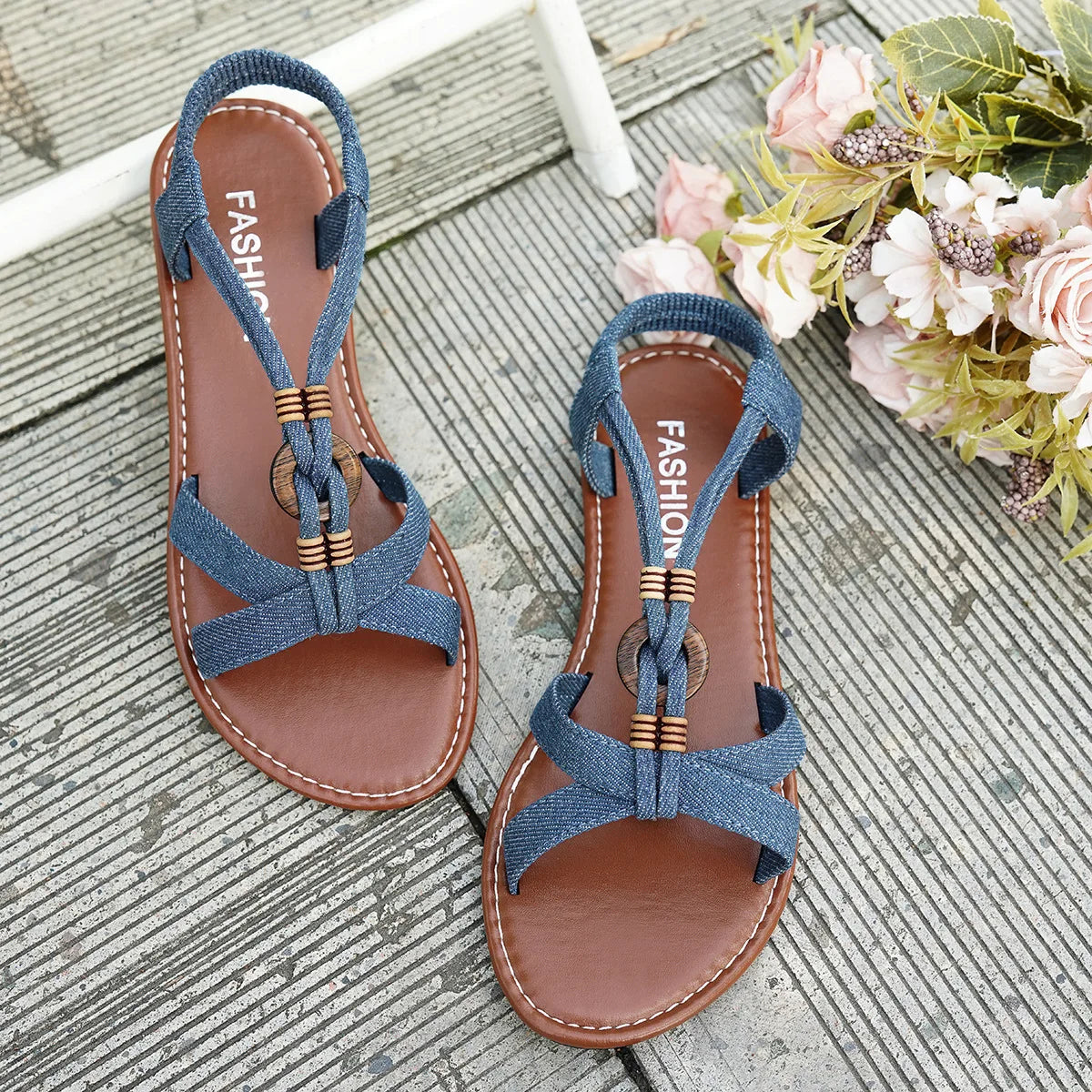 Femmes sandales été bohême Style sandales femmes fond souple talons bas chaussures femme antidérapant chaussures d'été Sandalias De Mujer