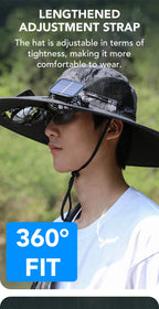 Chapeau solaire à double ventilateur à large bord, pour Camping en plein air, pêche, Anti-UV, pour hommes, escalade, Protection solaire, chapeau de pêcheur