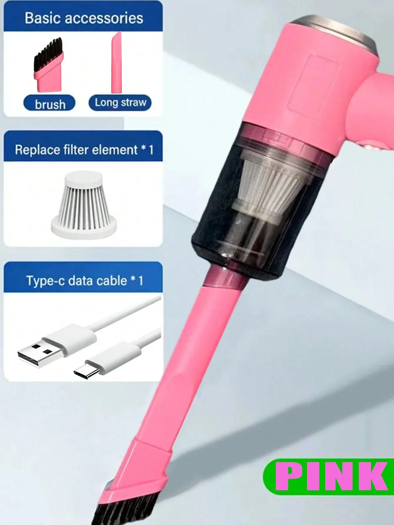 Aspirateur soufflant intégré pour voiture et ménage, chargement USB, aspirateur soufflant, petit, 3 en 1