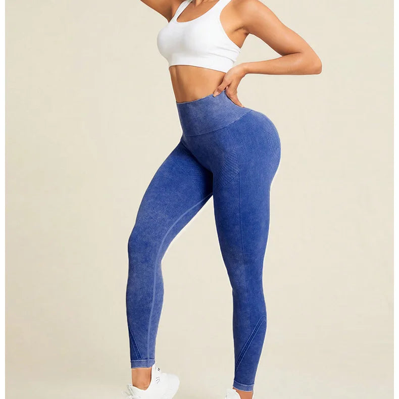 Leggings de Yoga de ponçage en Nylon pour femmes, pantalons serrés sans couture, haute élasticité, Sexy, levage des hanches, pantalons d'entraînement, de course, de gymnastique