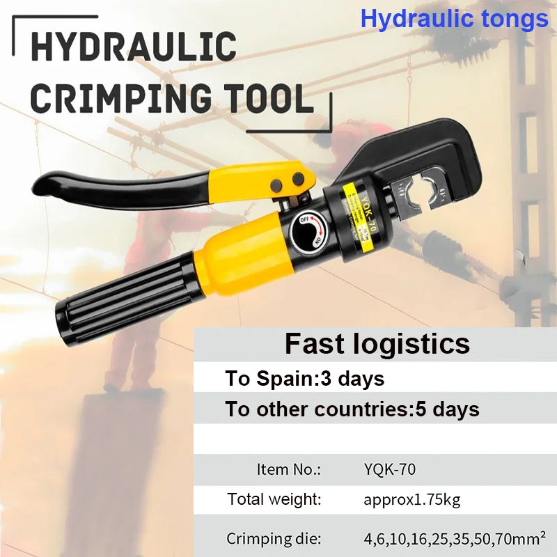 Pince à sertir hydraulique 4-70 mm2 YQK-70 pression 8T outils hydrauliques domestiques pince hydraulique bricolage pince à sertir Terminal de câble