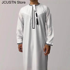 Hommes musulmans à manches longues Robe pull Aman Abaya Jubba Thobe pour hommes saoudien arabe caftan Islam vêtements Rayer Robe Afghan mâle