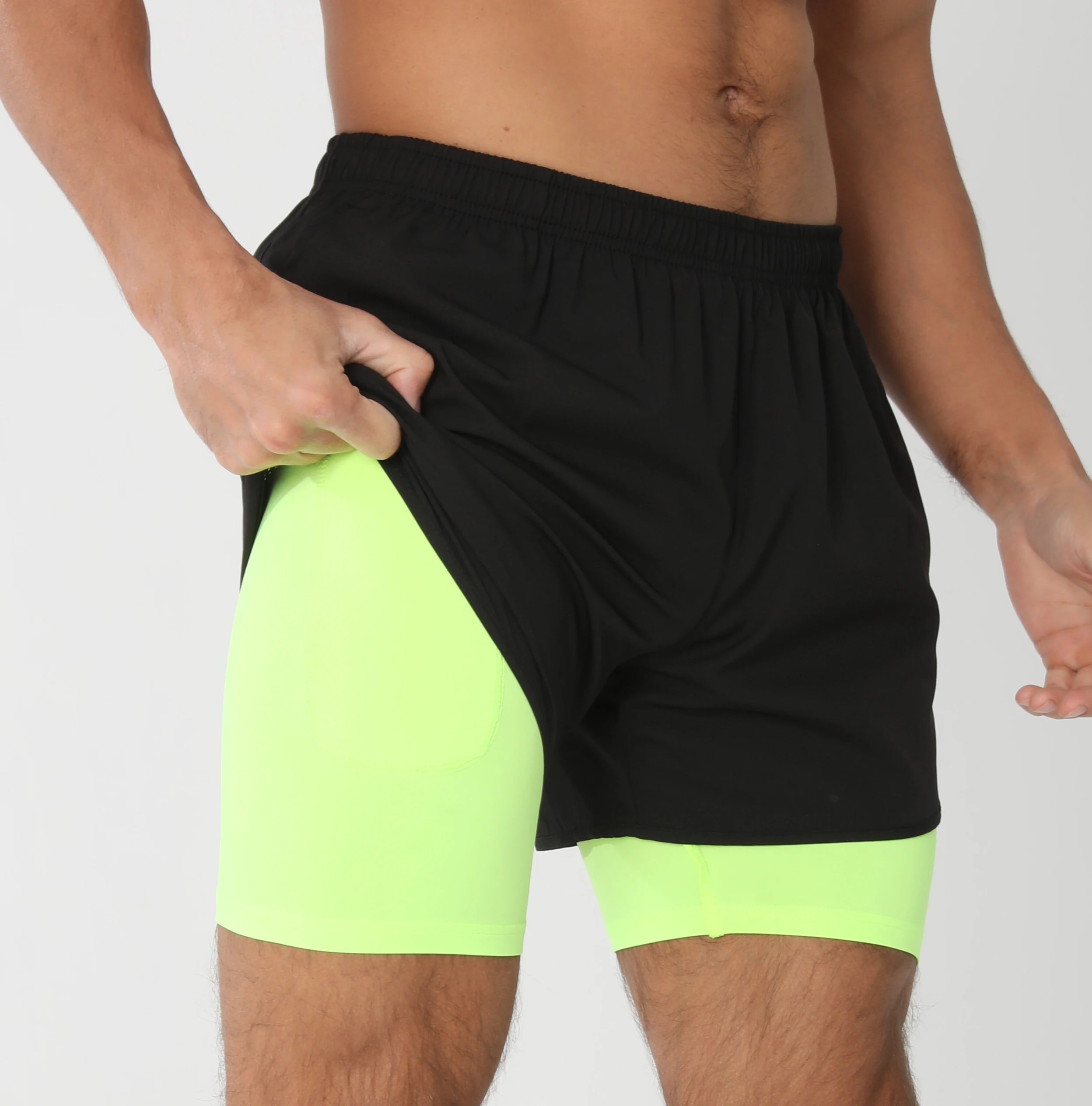 Short de course avec poches doublées pour homme, séchage rapide, léger, respirant, athlétique, sport, entraînement, boucle serviette