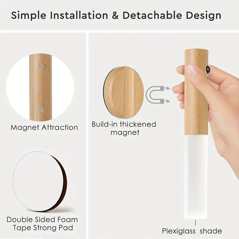 Applique murale magnétique LED Rechargeable avec capteur de mouvement intelligent, veilleuse Portable pour couloir, chambre à coucher, escaliers, armoires de salle de bains, décoration