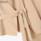 ZANZEA élégant 2 pièces pantalon ensembles à manches longues ceinturé léger Blazer et jambe large pantalon 2 pièces costumes bureau dame ensembles de déplacement