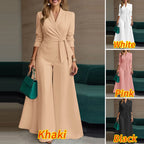 ZANZEA élégant 2 pièces pantalon ensembles à manches longues ceinturé léger Blazer et jambe large pantalon 2 pièces costumes bureau dame ensembles de déplacement