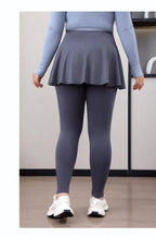 Leggings de Yoga faux deux articles, grande taille, 200lb, avec poches, jupe taille haute en peau de requin, pantalon d'entraînement, collants Slim