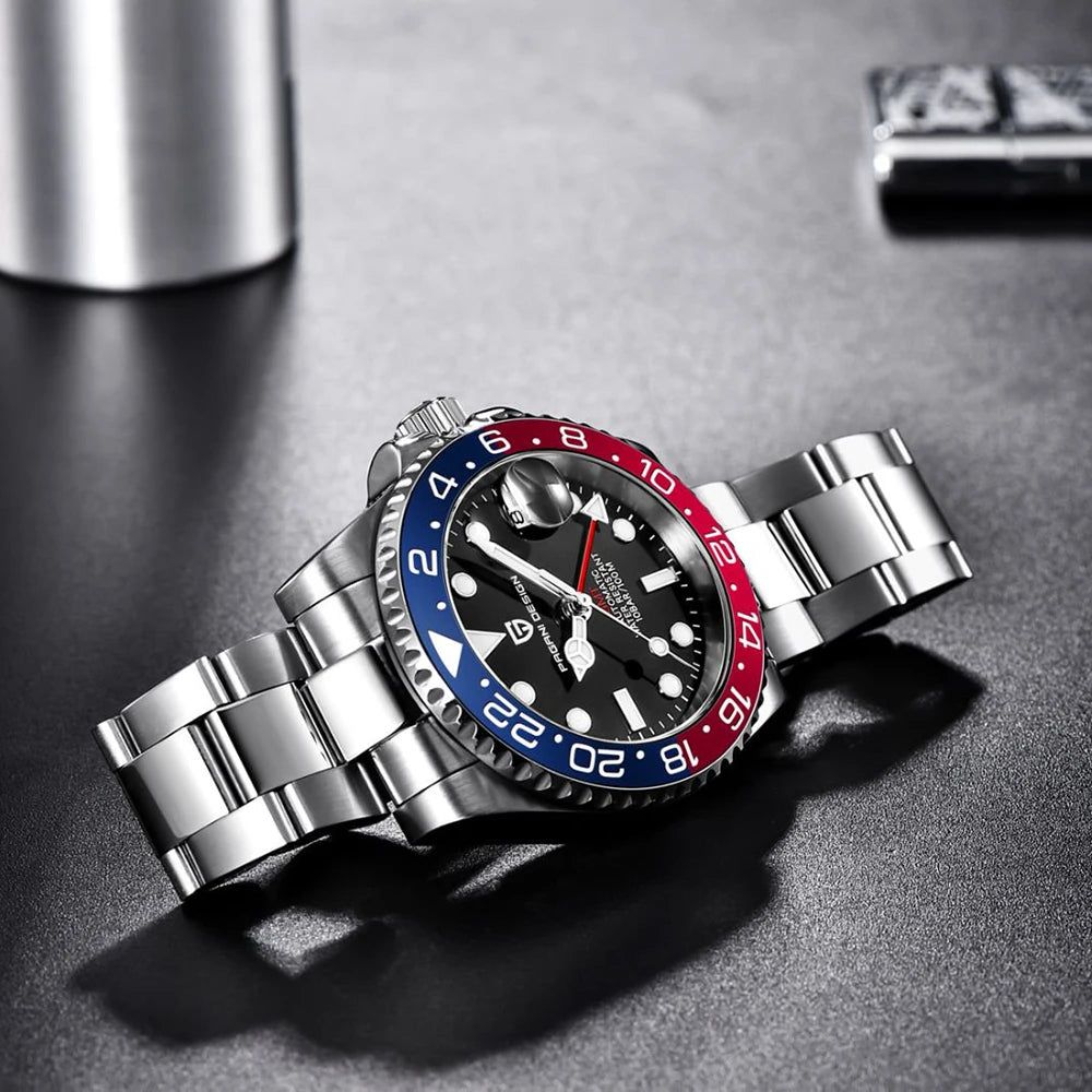 PAGANI DESIGN 40mm automatique GMT montre-bracelet en acier inoxydable étanche hommes montre haut de gamme mécanique sport montres hommes PD-1662