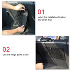 Filet de rangement pour coffre arrière de voiture, filet en maille pour siège, corde élastique, autocollant magique, sac de rangement universel, organisateur de poche pour voiture