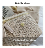 Mini sac à bandoulière seau en paille pour femmes, sacs à main et bourses de marque tissés avec chaîne à la mode, sacs à bandoulière simples, été 2026