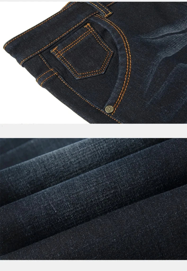 Jeans doublés en polaire réfléchissants pour hommes - Doublure épaisse et chaude, denim durable et bordure réfléchissante, sûrs pour les trajets nocturnes en hiver et décontractés