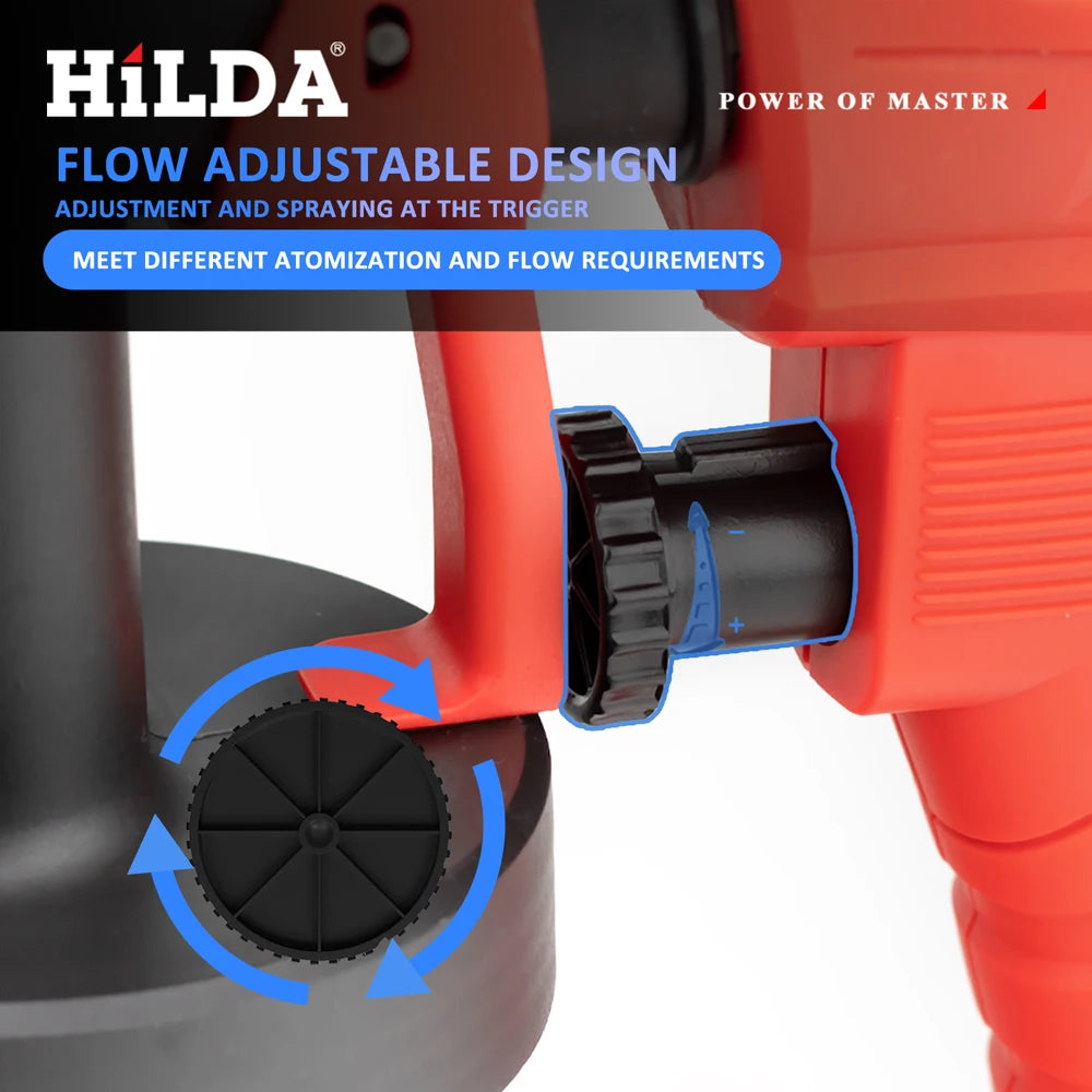 HILDA-Pistolet de Pulvérisation Électrique Rouge de 800ml, Pulvérisateur de Peinture, Outil de Haute Puissance, pour Camion Domestique