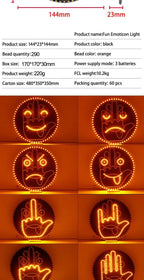 Lumière LED d'expression faciale amusante pour voiture, avec télécommande, fenêtre arrière, lampe de rappel d'avertissement multifonction, accessoires extérieurs