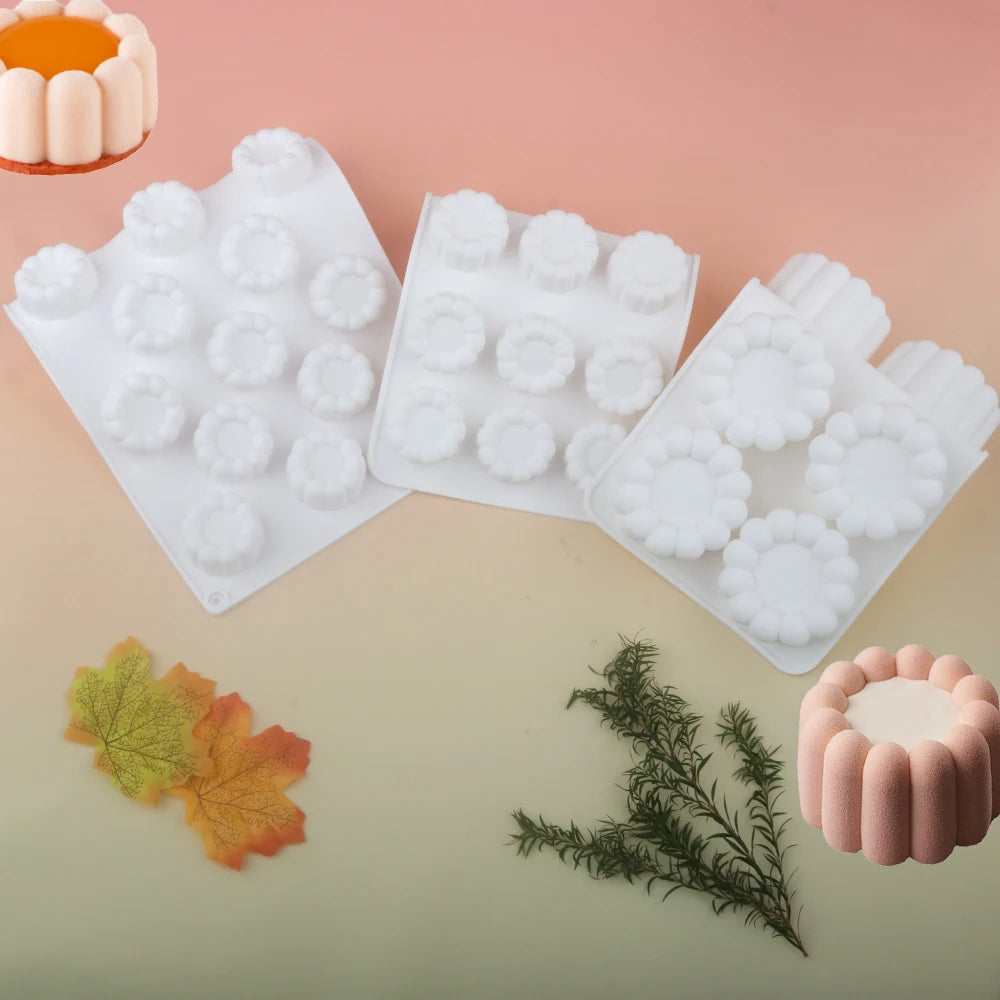 Moule à gâteau cylindrique en Silicone ondulé en dentelle, 6 ou 12 cellules, outils de fabrication de desserts de fête, moule à gâteau en Mousse, fournitures de pâtisserie de cuisine