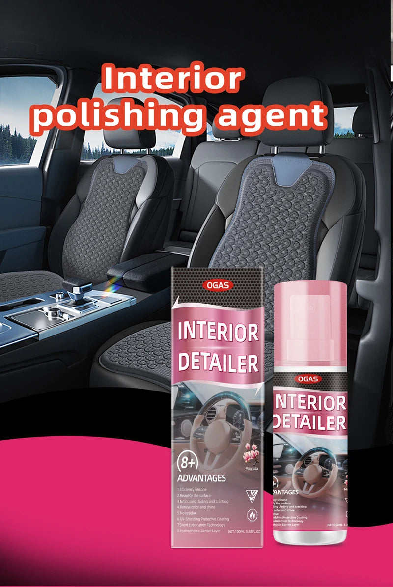 Nettoyant pour l'intérieur des voitures, Polish pour l'intérieur des véhicules, Nettoyant pour l'intérieur des voitures 100 ml, Spray de nettoyage intérieur, Nettoyant complet pour l'intérieur des voitures