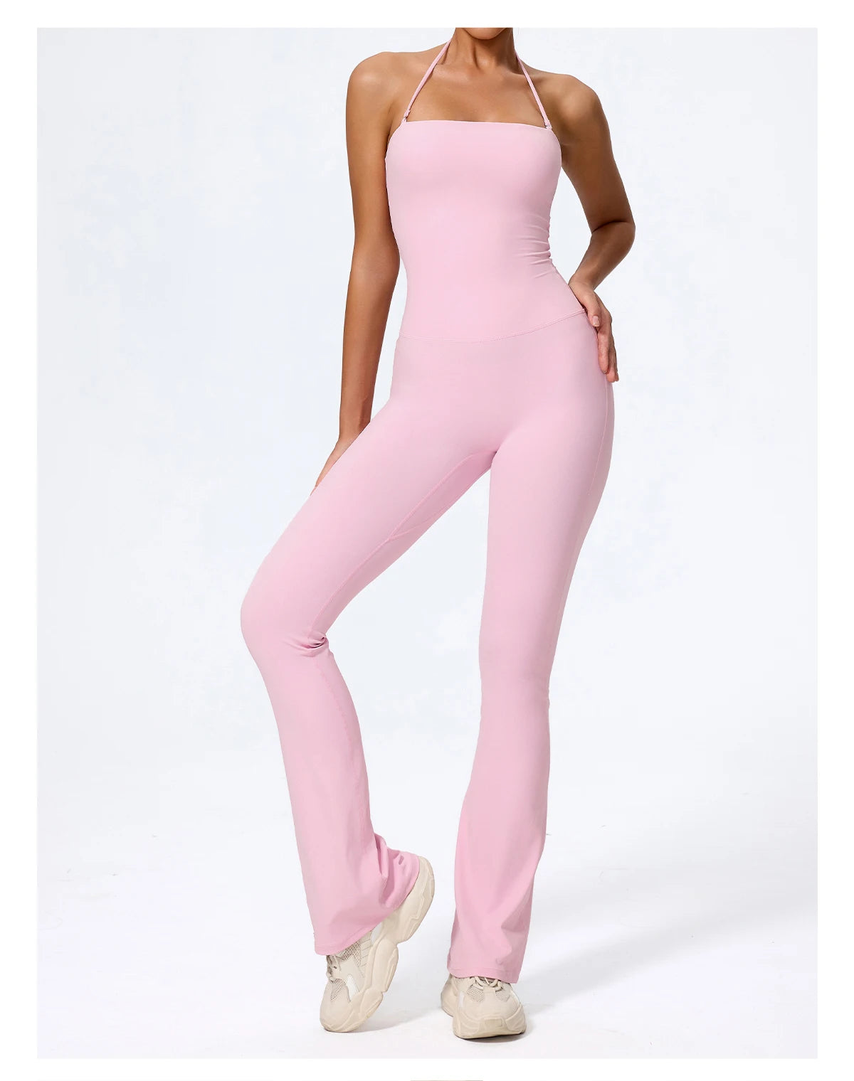 Nouvelle combinaison de yoga sans manches pour femme, salopette évasée de sport à dos nu pour la gym, tenue de sport pour femme