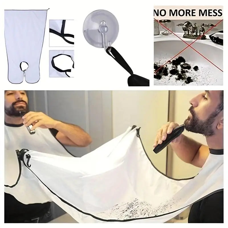 Attrape-cheveux pour barbe pour hommes, tablier de toilettage avec couvercle miroir pour un nettoyage facile, outil de coiffure pour hommes