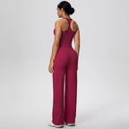 2 pièces/ensemble sport Fitness vêtements Yoga ensemble femme dos nu absorbant les chocs course en forme de I gilet mince jambe large pantalon Yoga ensemble