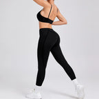 Ensemble de yoga pour femme, survêtement d'entraînement, legging athlétique imbibé, legging push-up de gym, soutien-gorge de fitness, vêtements de sport, vêtements actifs, nouveau
