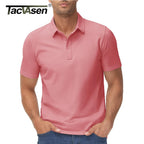 TACVASEN-Polo d'été 72% en coton pour homme, t-shirt de golf respirant, sport actif, randonnée, t-shirts de travail décontractés