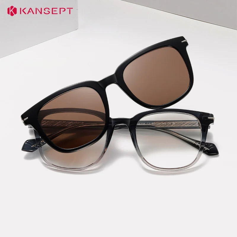 KANSEPT carré hommes lunettes de soleil femmes Lunettes de lecture magnétique Clip-on Lunettes femmes monture de Lunettes Lunettes myopie lentilles