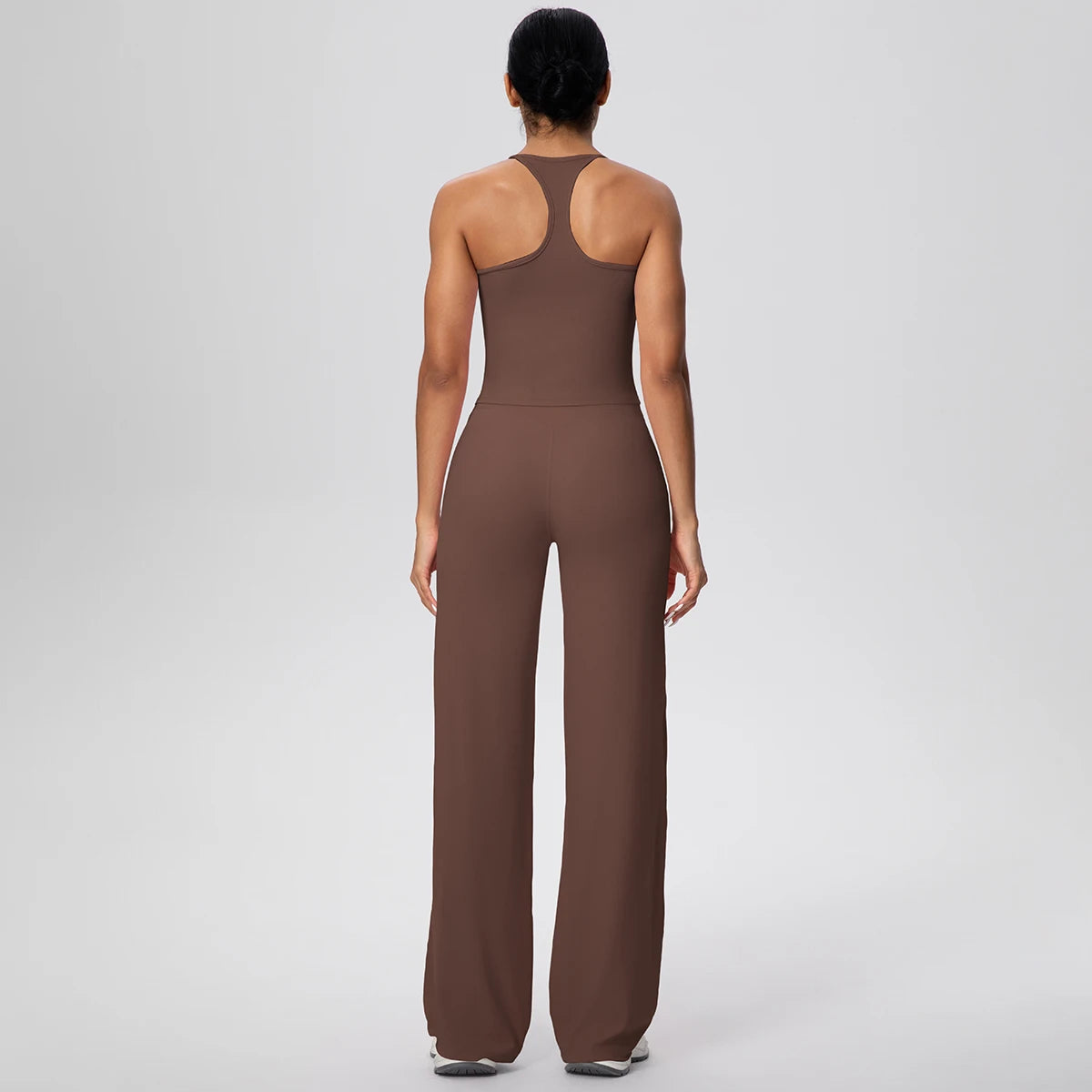 2 pièces/ensemble sport Fitness vêtements Yoga ensemble femme dos nu absorbant les chocs course en forme de I gilet mince jambe large pantalon Yoga ensemble