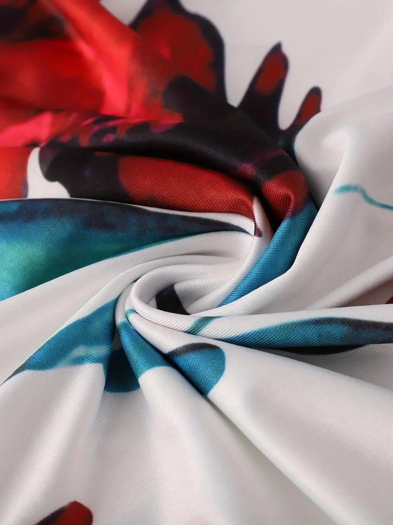 Robe à manches courtes pour femmes, style européen et américain, imprimé floral, couleur assortie, grande jupe trapèze, 2024