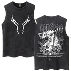 Anime Berserk Guts lavé Harajuku débardeurs rétro Manga Gatsu Griffith Zodd t-shirts sans manches unisexe coton surdimensionné T-Shirt