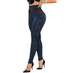 Été couleur pure dentelle patchwork fesses pantalons de yoga leggings leggings leggings
