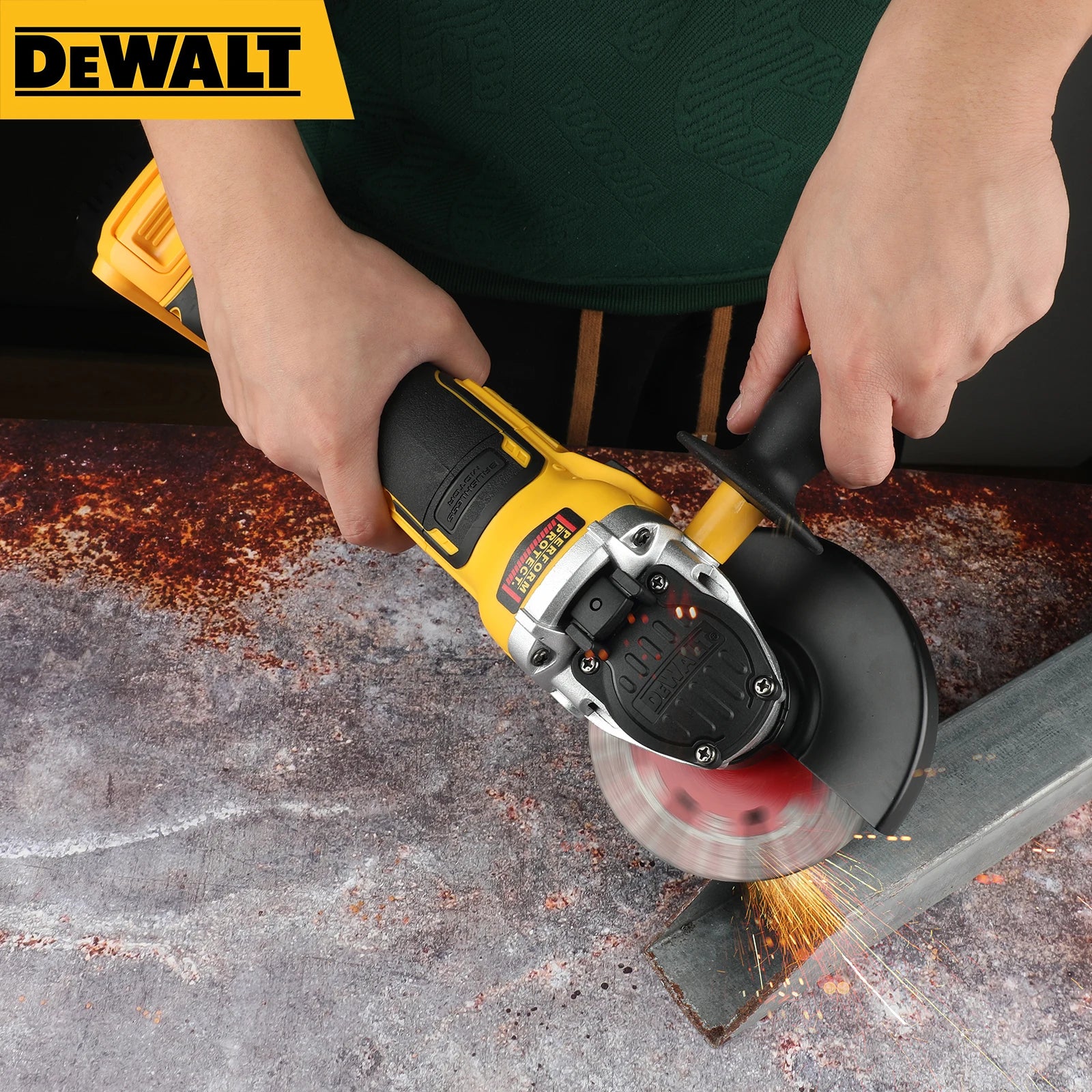 DEWALT DCG405 125mm 18V batterie au Lithium sans brosse tête plate meuleuse d'angle Machine-outil nue Machine de découpe outils électriques combo se