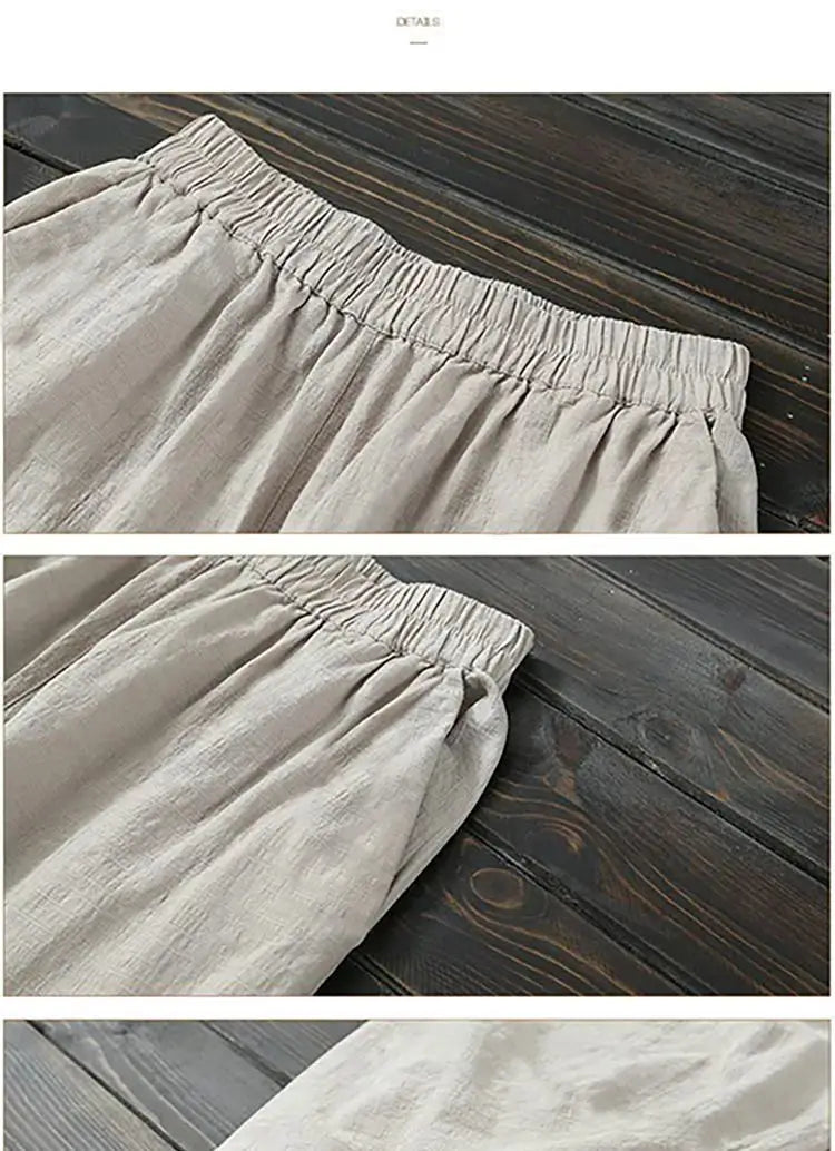 Pantalon à jambes larges en coton pour femme, ample, surdimensionné, couleur unie, sarouel, décontracté, taille élastique, longueur cheville, vêtements pour femmes, été