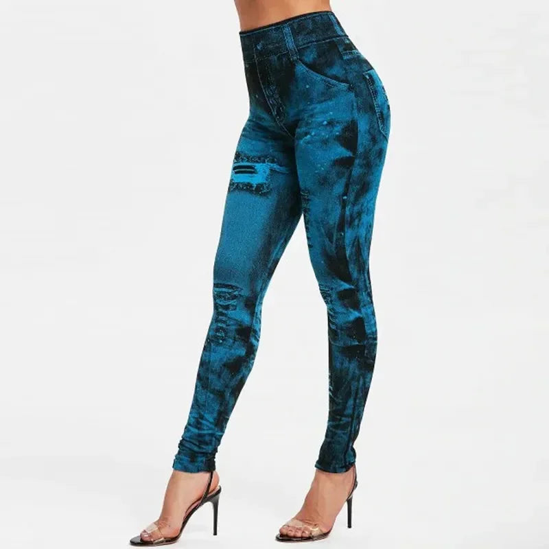Legging taille haute pour femme, jean moulant, streetwear, push-up, décontracté, à la mode