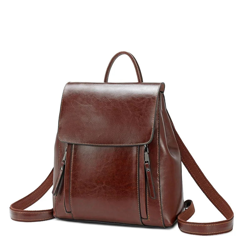 Femmes sac à dos bandoulière sac à bandoulière en cuir véritable filles école femme peau naturelle livre ordinateur portable sac à dos sacs de messager