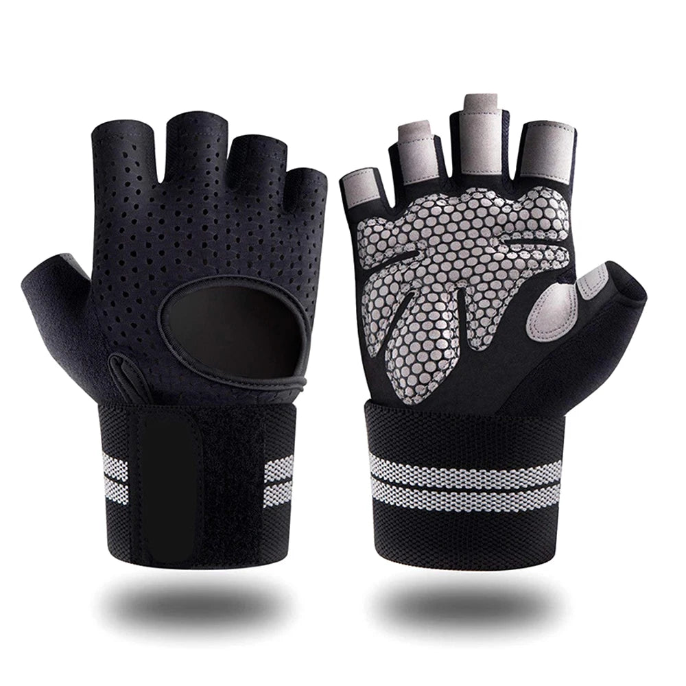 1 paire de gants de Fitness demi-doigt avec Support d'enveloppe de poignet pour hommes et femmes, équipement d'entraînement de Crossfit, équipement de musculation