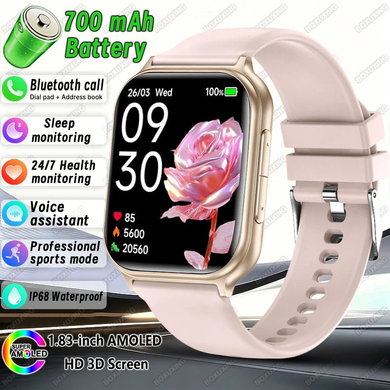 Nouvelle montre connectée 2026 pour femmes, suivi sportif et de forme physique, étanche IP68, fréquence cardiaque 24h intégrée, appels Bluetooth, montre connectée tendance pour femmes