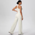 2 pièces/ensemble sport Fitness vêtements Yoga ensemble femme dos nu absorbant les chocs course en forme de I gilet mince jambe large pantalon Yoga ensemble