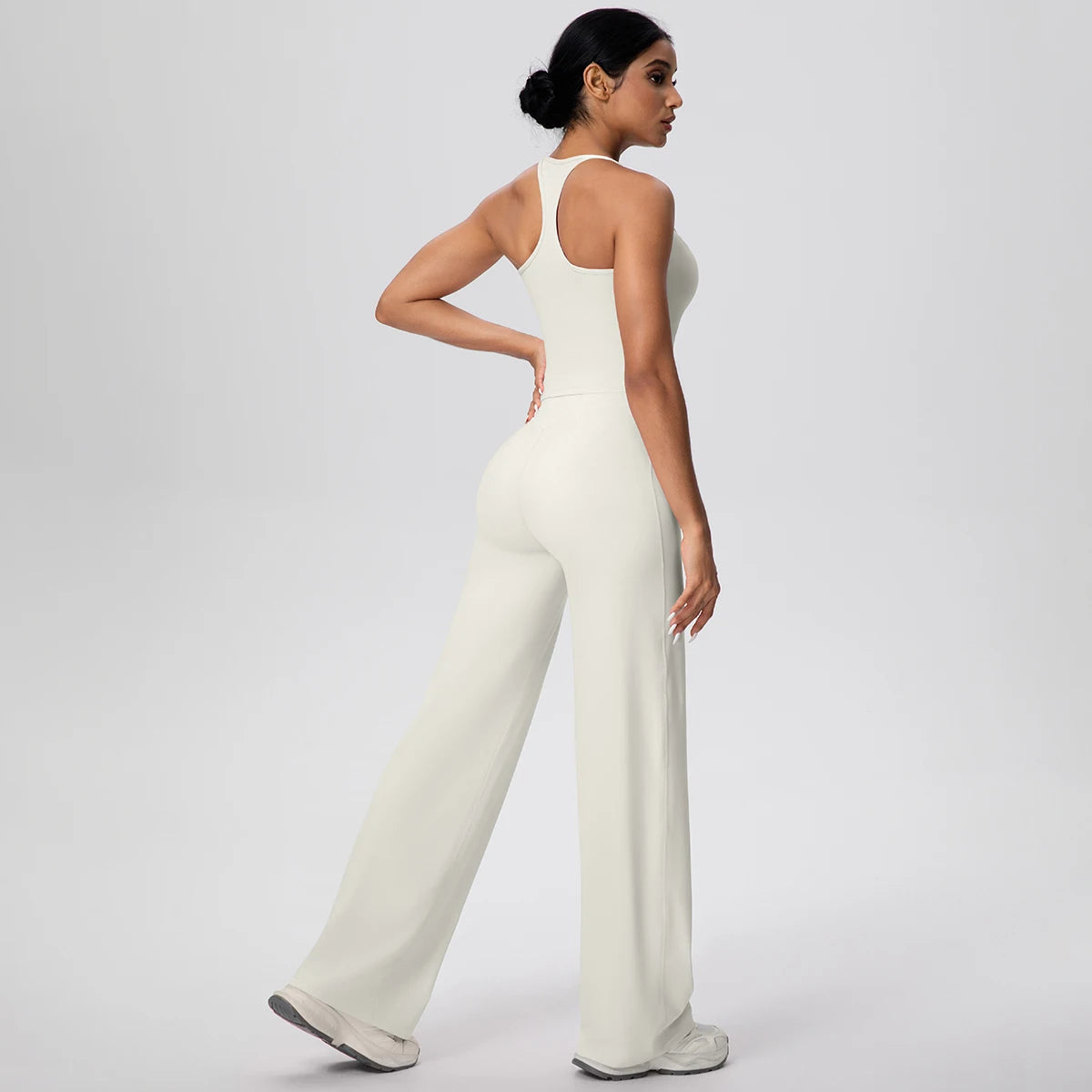 2 pièces/ensemble sport Fitness vêtements Yoga ensemble femme dos nu absorbant les chocs course en forme de I gilet mince jambe large pantalon Yoga ensemble