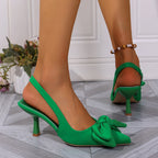 Sandales à talons aiguilles enveloppés avec nœud d'été pour femmes, bout pointu, bouche peu profonde, pied antidérapant, résistant à l'usure, talons hauts