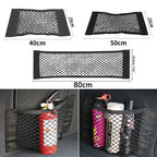 Filet de rangement pour coffre arrière de voiture, filet en maille pour siège, corde élastique, autocollant magique, sac de rangement universel, organisateur de poche pour voiture