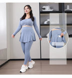 Leggings de Yoga faux deux articles, grande taille, 200lb, avec poches, jupe taille haute en peau de requin, pantalon d'entraînement, collants Slim