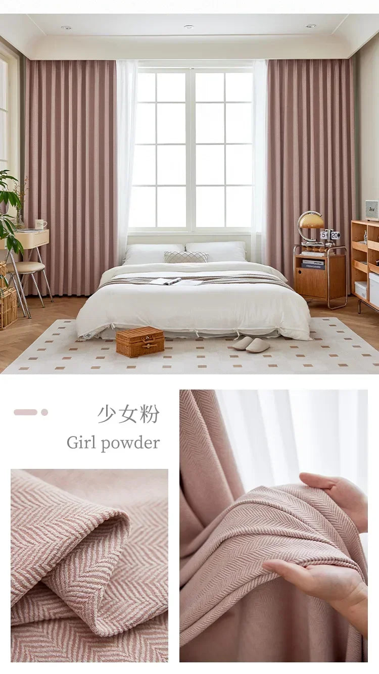 Rideaux en chenille beige épais à chevrons sur mesure pour salon, salle à manger, chambre à coucher – Décoration occultante de luxe et tendance