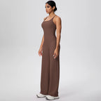 2 pièces/ensemble sport Fitness vêtements Yoga ensemble femme dos nu absorbant les chocs course en forme de I gilet mince jambe large pantalon Yoga ensemble