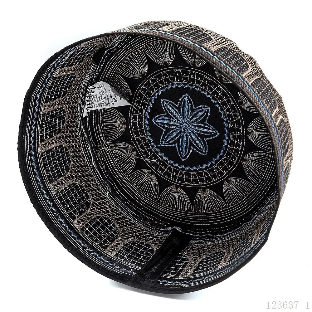 Coton broderie hommes musulmans casquettes de prière loisirs arabie saoudite chapeau islamique hommes foulard Topkippot Turban Islam casquette juive